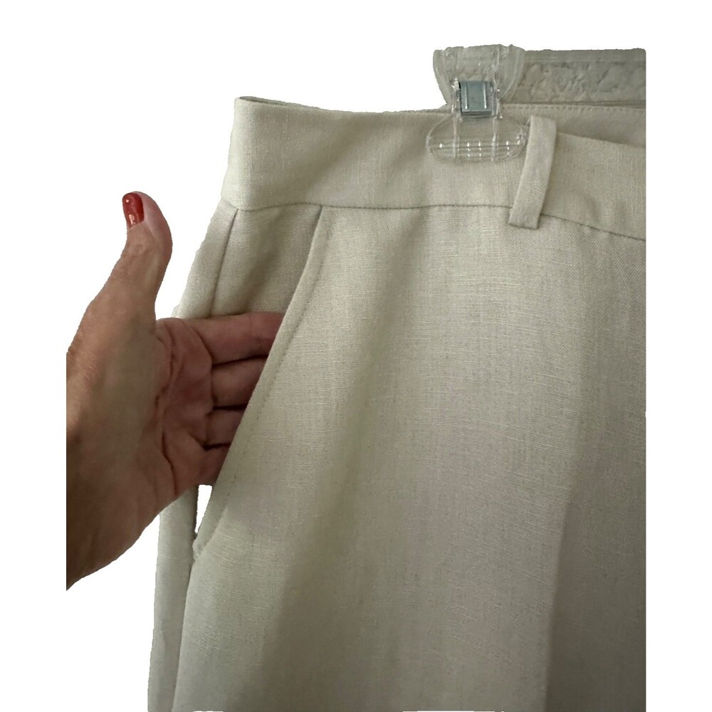 Calvin Klein Womens High Rise Minimalist Wide Leg Whitney Pant Beige Size 14 NWT - Picture 4 of 14